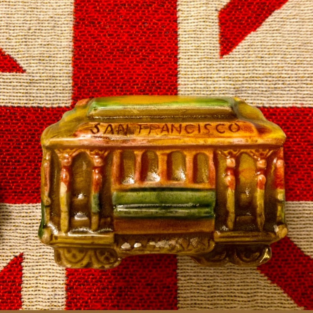 Vintage E.F Clements San Francisco Cable Car Salt and Pepper Shaker